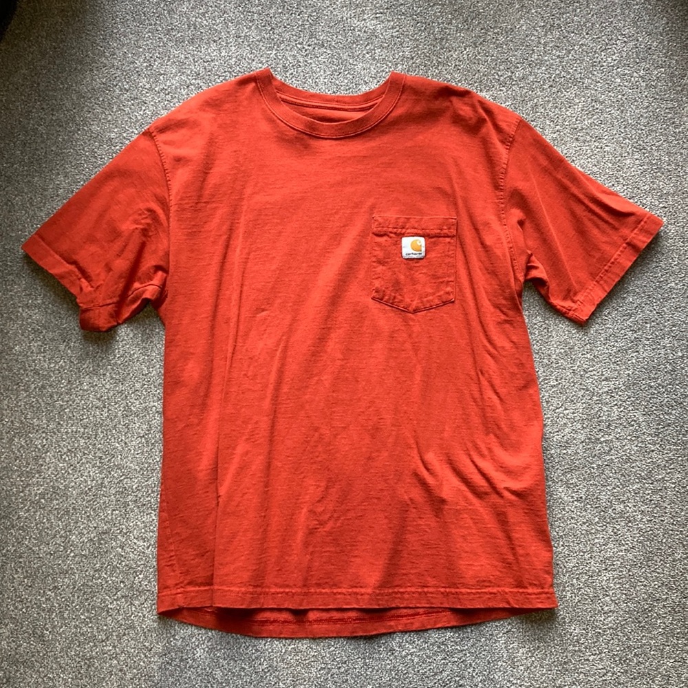 Lava Red Carhartt pocket t-shirt